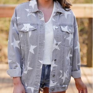 Oversized denim star jacket